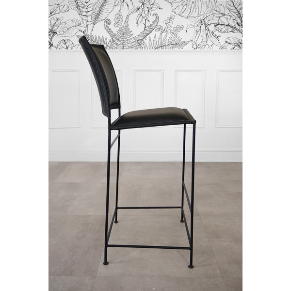 Chaise de bar en cuir métal Noir - Urban