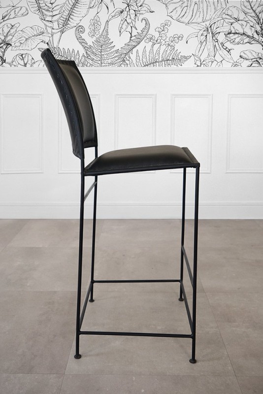 Chaise de bar en cuir métal noire - Urban