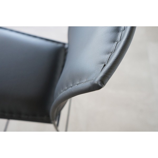 Chaise de bar en cuir métal Noir - Urban