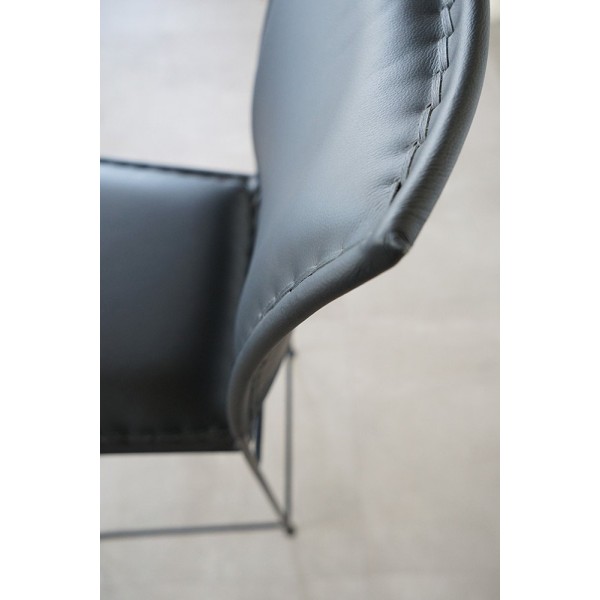 Chaise de bar en cuir métal Noir - Urban