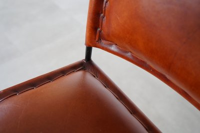 Chaise de bar en cuir métal Brune - Urban
