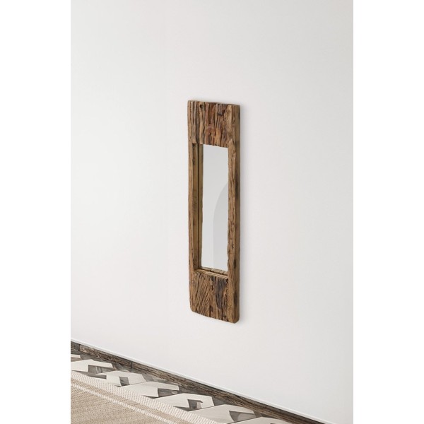 Miroir en bois brut rectangulaire 25 x 90 cm