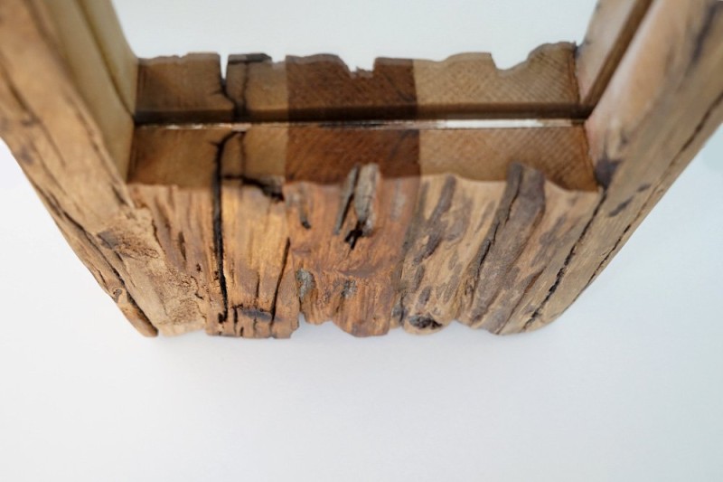 Miroir en bois brut rectangulaire 25 x 90 cm