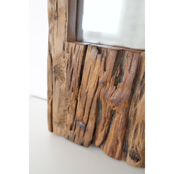 Miroir en bois brut rectangulaire 25 x 90 cm