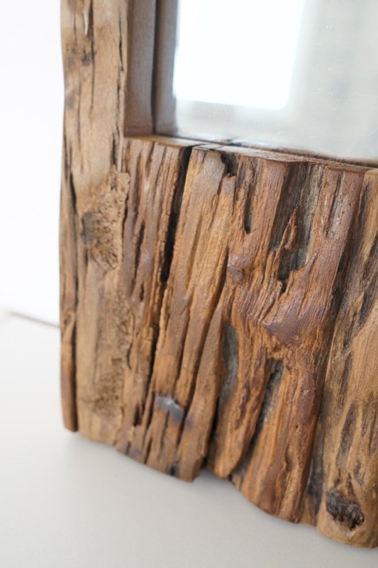 Miroir en bois brut rectangulaire 25 x 90 cm
