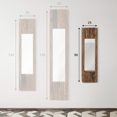 Miroir en bois brut rectangulaire 25 x 90 cm