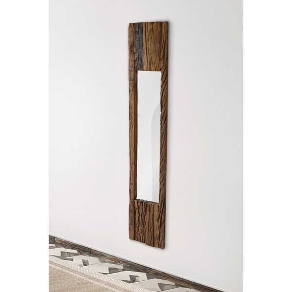 Miroir en bois brut rectangulaire 25 x 150 cm