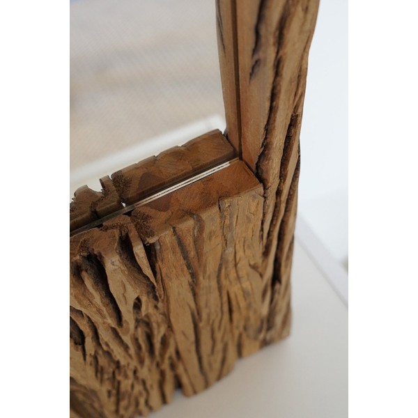 Miroir en bois brut rectangulaire 25 x 150 cm