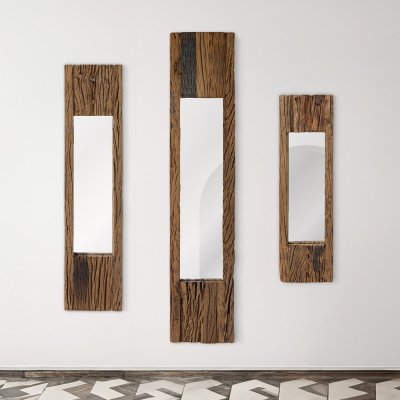 Miroir en bois brut rectangulaire 25 x 150 cm