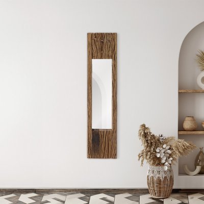 Miroir en bois brut rectangulaire 25 x 120 cm