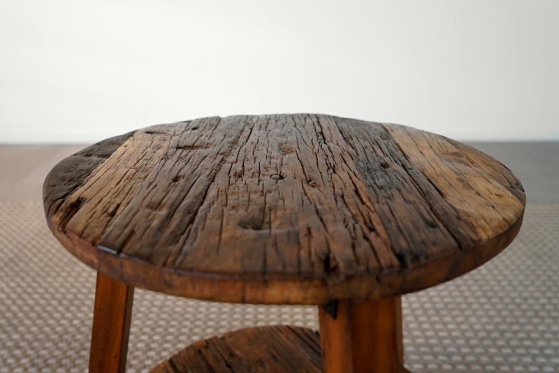 Table d'appoint bois recyclé ancien - Reborn