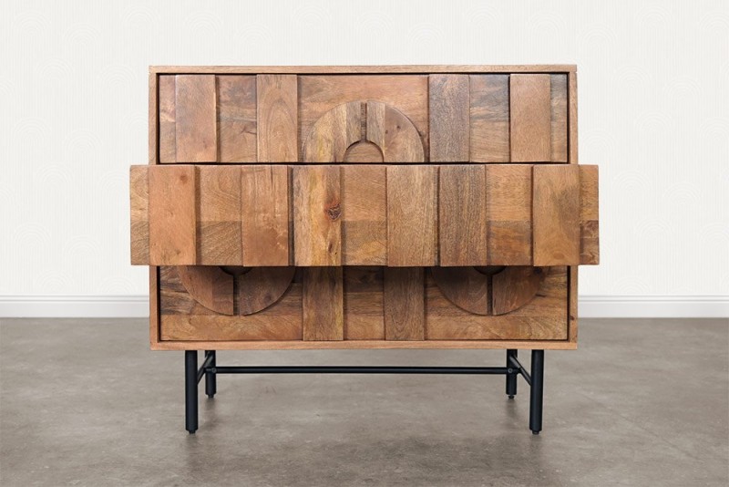 Buffet 3 tiroirs en manguier massif 85 cm - Flow