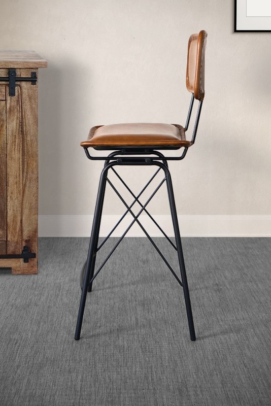 Chaise de bar en cuir marron DESIGN