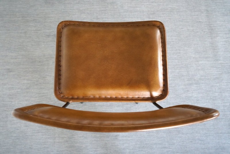 Chaise de bar en cuir marron DESIGN