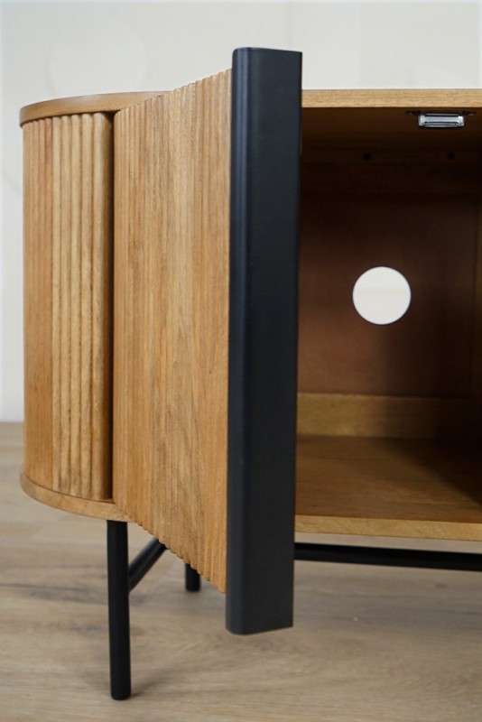 Meuble TV en bois massif et métal 137cm - Thanais