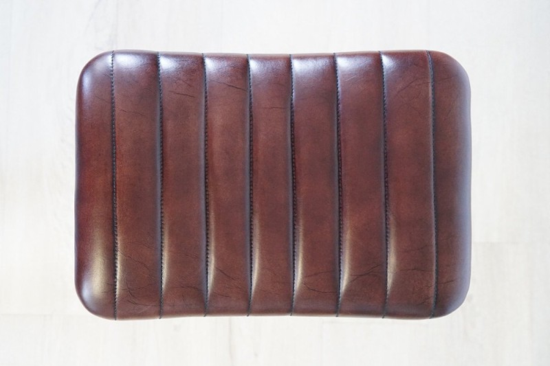 Tabouret haut en cuir naturel et métal