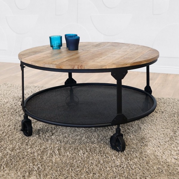 Table basse industrielle bois metal Wild West