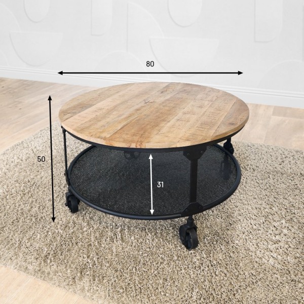 Table basse industrielle bois metal Wild West