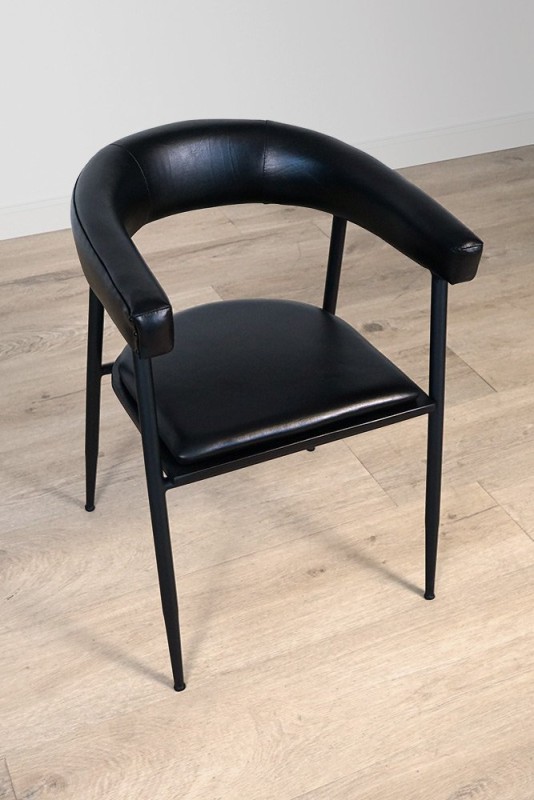 Chaise vintage en cuir noir  - Kensington