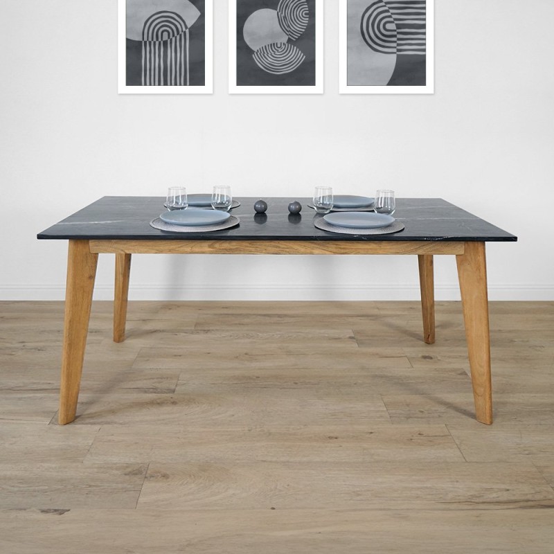 Table en bois massif avec plateau en marbre - Jade
