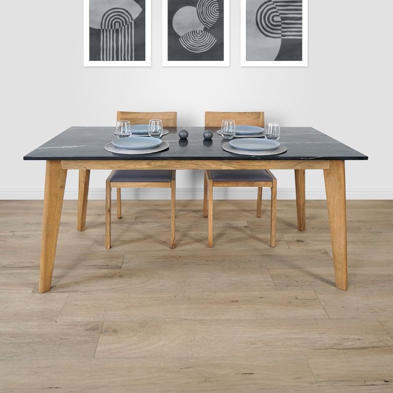 Table en bois massif avec plateau en marbre - Jade