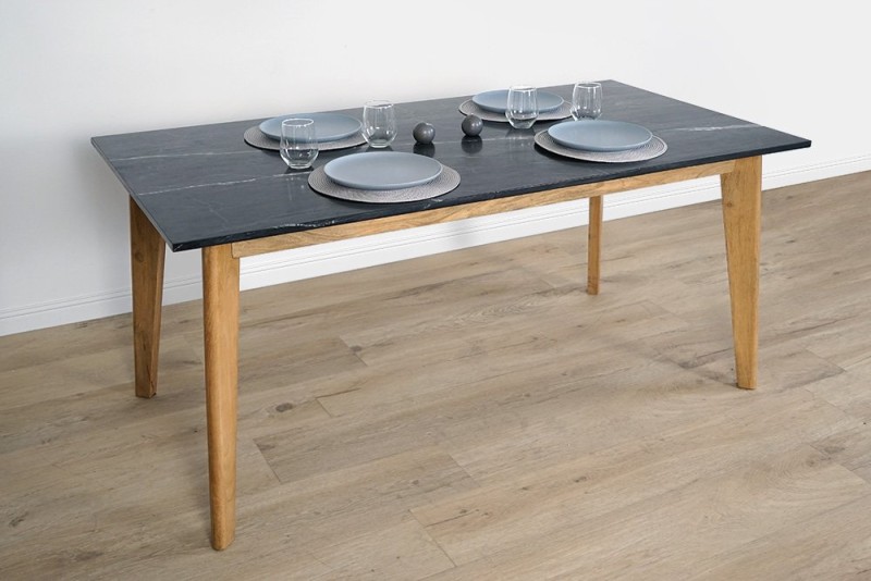 Table en bois massif avec plateau en marbre - Jade