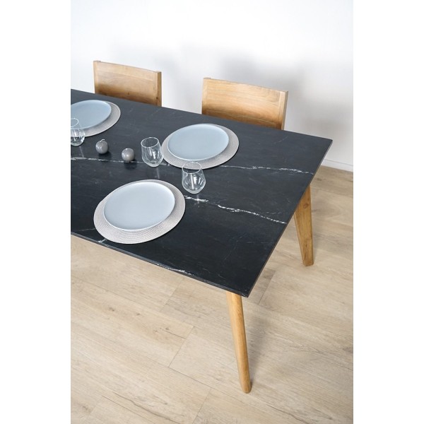 Table en bois massif avec plateau en marbre - Jade