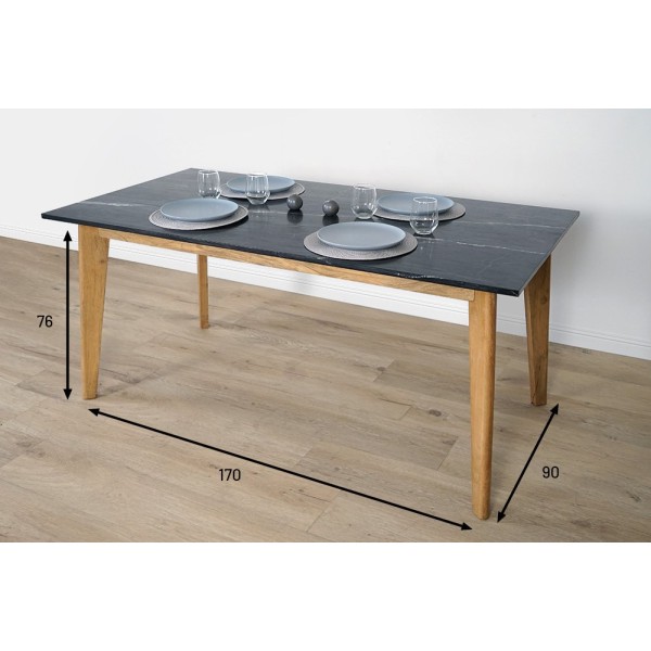 Table en bois massif avec plateau en marbre - Jade