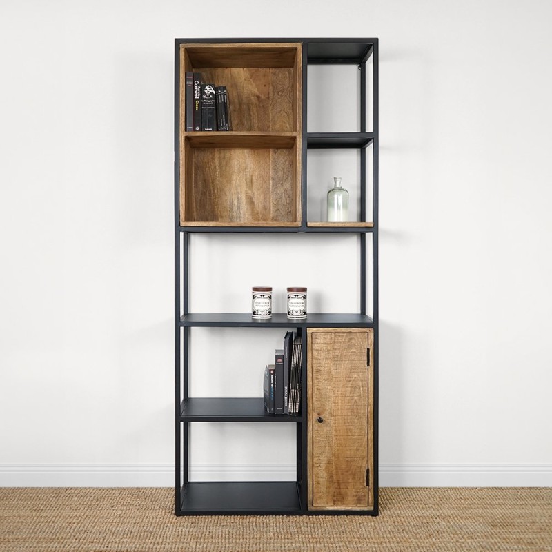 Bibliothèque étagère en métal et bois naturel - Diane