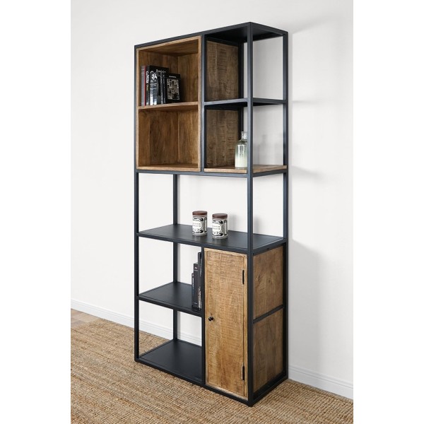 Bibliothèque étagère en métal et bois naturel - Diane