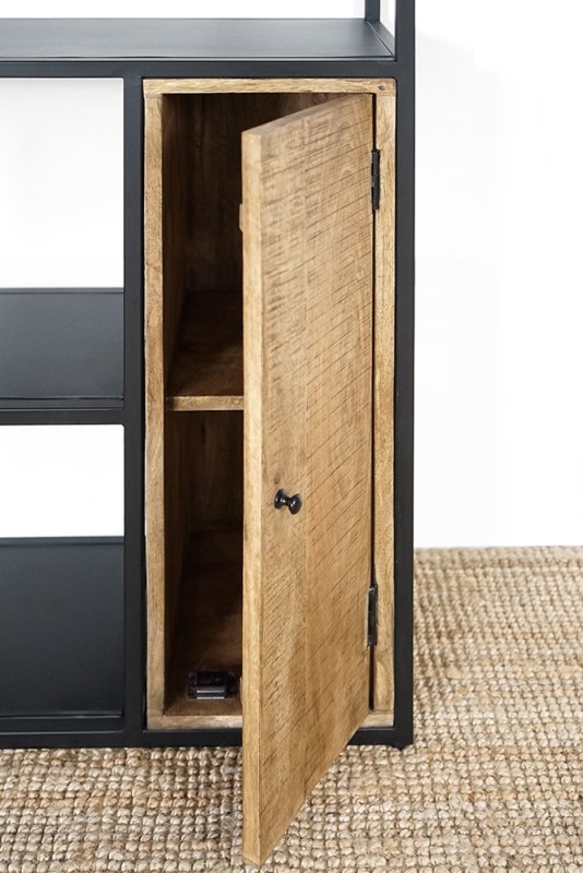Bibliothèque étagère en métal et bois naturel - Diane
