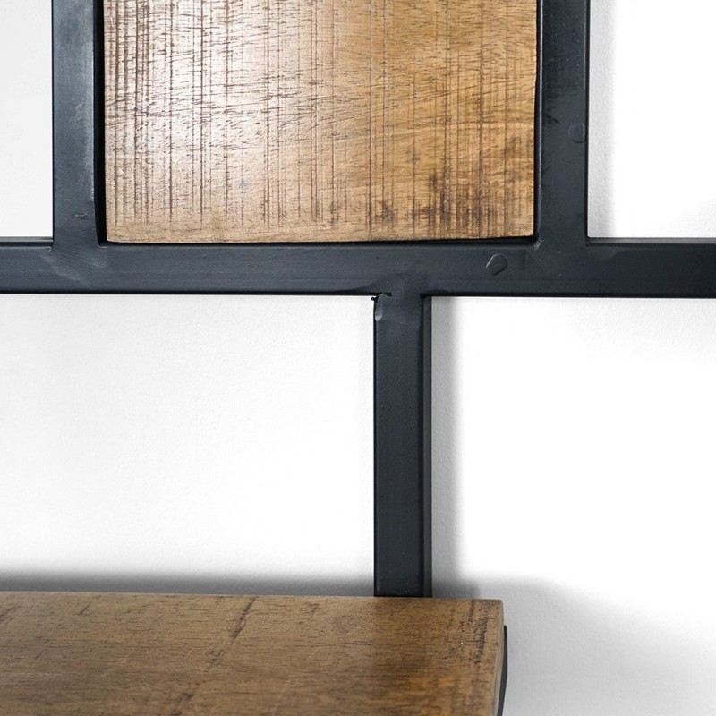 Etagère ronde industrielle en métal et bois