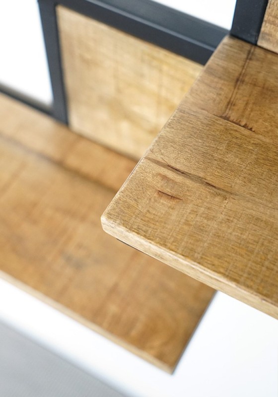 Etagère ronde industrielle en métal et bois