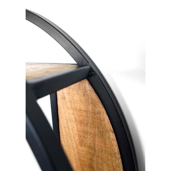 Etagère industrielle ronde bois et métal