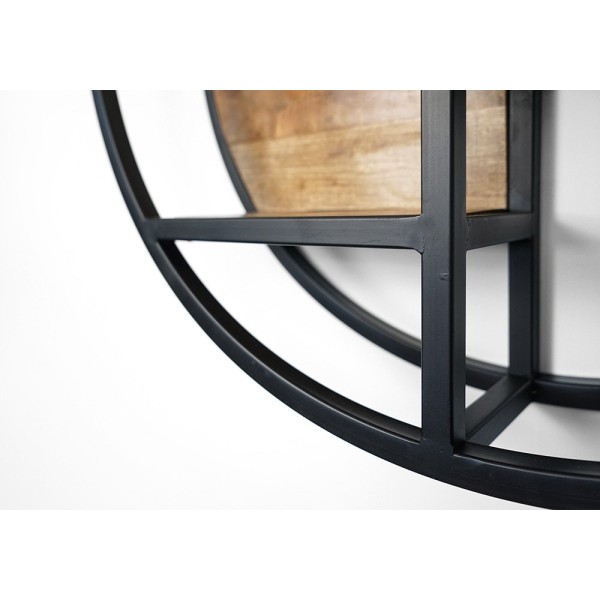 Etagère industrielle ronde bois et métal