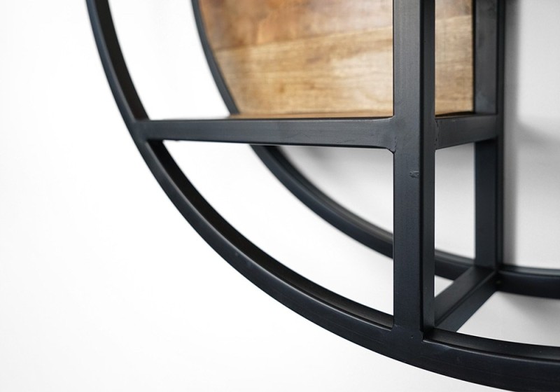 Etagère industrielle ronde bois et métal
