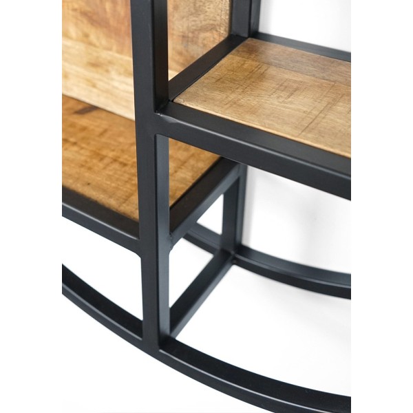 Etagère industrielle ronde bois et métal