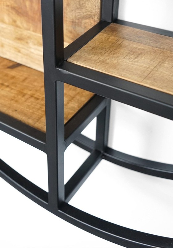 Etagère industrielle ronde bois et métal