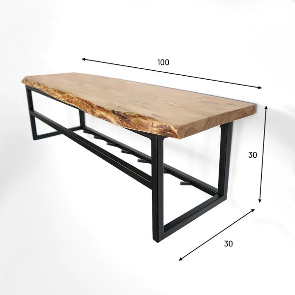 Etagère industrielle ronde bois et métal