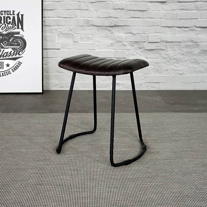 Tabouret d’appoint cuir noir - Scrambler