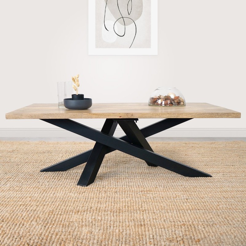 Table basse avec plateau rectangulaire en bois massif - Mikado