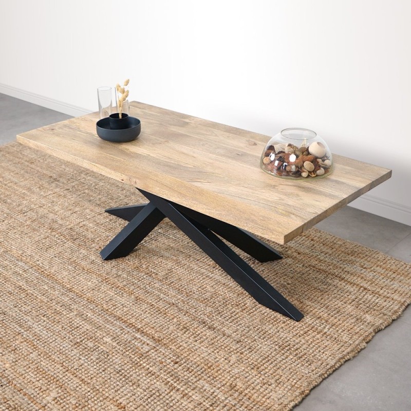 Table basse avec plateau rectangulaire en bois massif - Mikado