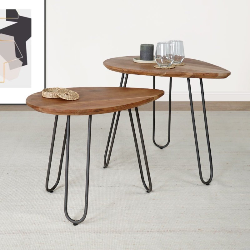 Lot de tables basses scandinaves gigognes