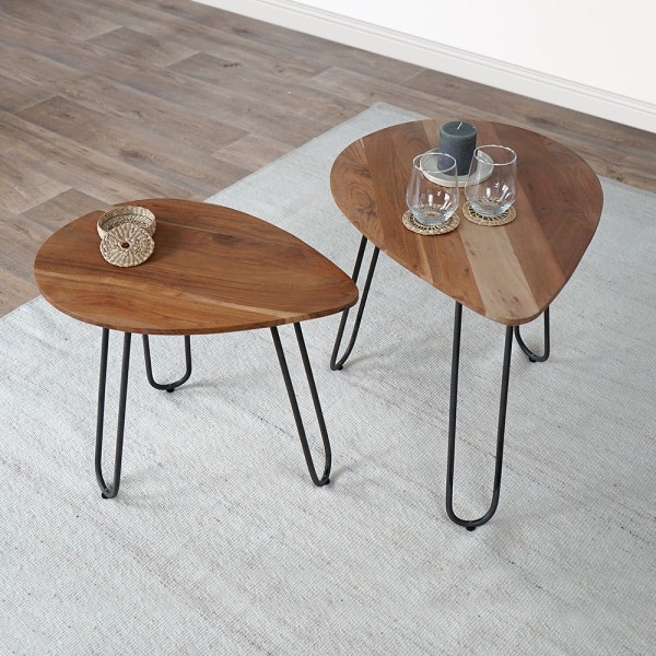 Table basse scandinave gigogne bois métal
