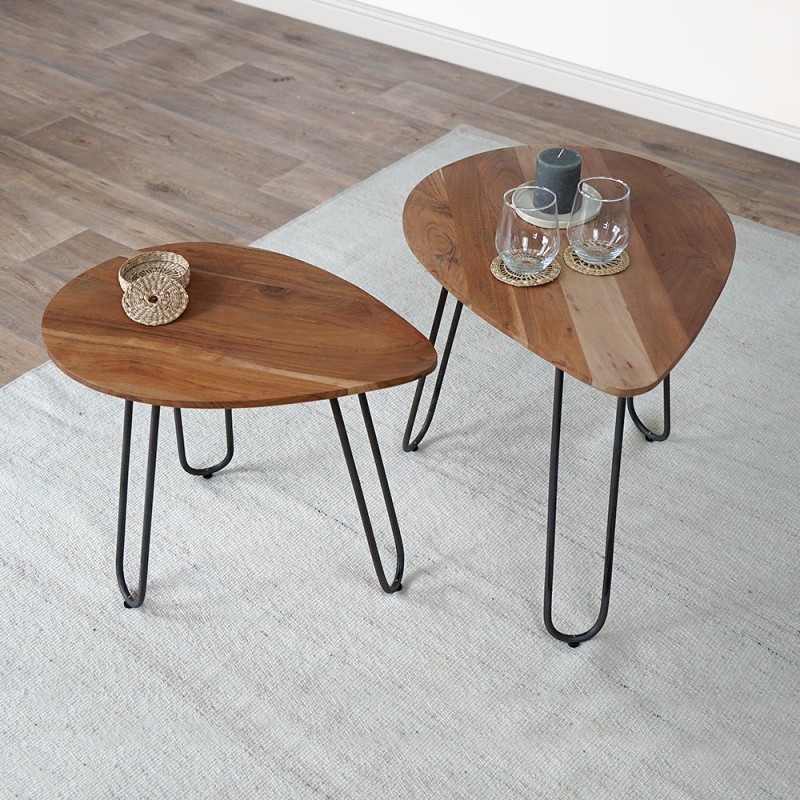 Lot de tables basses scandinaves gigognes