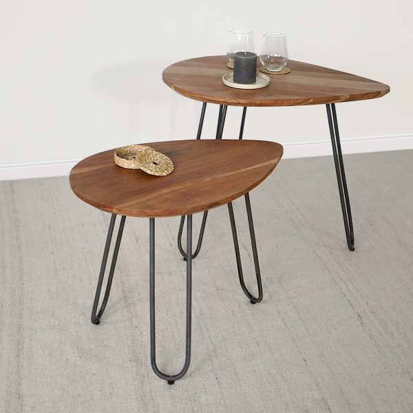 Table basse scandinave gigogne bois métal