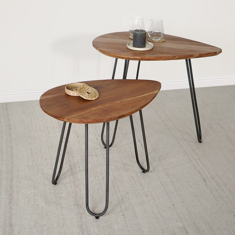 Lot de tables basses scandinaves gigognes