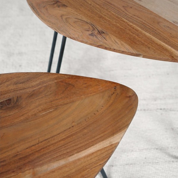 Table basse scandinave gigogne bois métal
