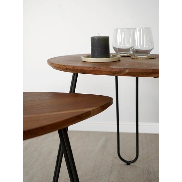 Table basse scandinave gigogne bois métal