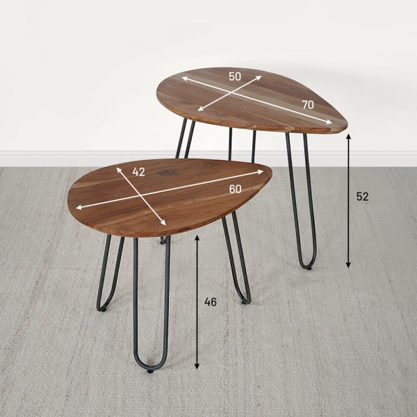 Table basse scandinave gigogne bois métal